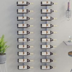 Vidaxl Stenski nosilci za 10 steklenic vina, 2 kosa, beli, kovinski
