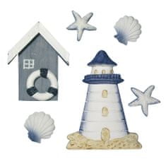 Rayher.	 Okraski morski: Hiša/Svetilnik na morju, 2-8 cm, 6 kom.