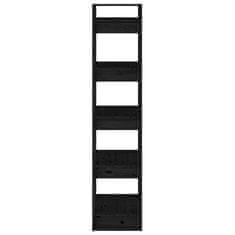 Vidaxl Knjižna omara/pregrada črna 41x35x160 cm trdna borovina