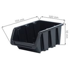 botle Stenska plošča sistema za shranjevanje 58 x 117 cm z 70 kos Škatla viseče Črna škatle plastika