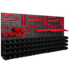 botle Delavniški panel za orodja 173 x 78 cm z 74 kos Škatla viseče Rdeča in Črna škatle plastika XL