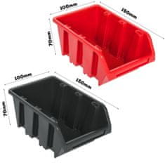 botle Komplet plošč z držali za orodje 156 x 78 cm z 60 kos Škatla viseče Rdeča in Črna škatle plastika