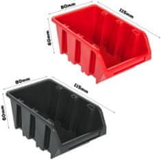 botle Stenska plošča za orodje 77 x 78 cm z 40 kos Škatla viseče Rdeča in Črna škatle plastika