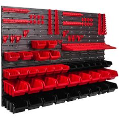 botle Delavniški panel za orodja 115 x 78 cm z 38 kos Škatla viseče Rdeča in Črna škatle plastika