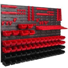botle Delavniški panel za orodja 115 x 78 cm z 62 kos Škatla viseče Rdeča in Črna škatle plastika