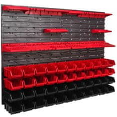 botle Delavniški panel za orodja 115 x 78 cm z 44 kos Škatla viseče Rdeča in Črna škatle plastika