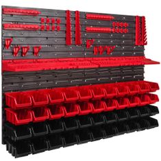 botle Stenska plošča za orodje 115 x 78 cm z 44 kos Škatla viseče Rdeča in Črna škatle plastika