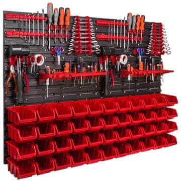 botle Delavniški panel za orodja 115 x 78 cm z 44 kos Škatla viseče Rdeča škatle plastika