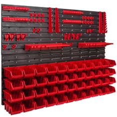 botle Delavniški panel za orodja 115 x 78 cm z 44 kos Škatla viseče Rdeča škatle plastika