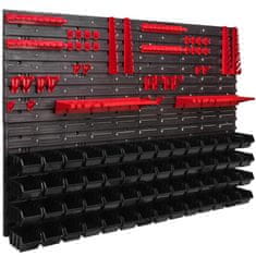 botle Stenska plošča za orodje 115 x 78 cm z 56 kos Škatla viseče Črna škatle s kompletom držal plastika