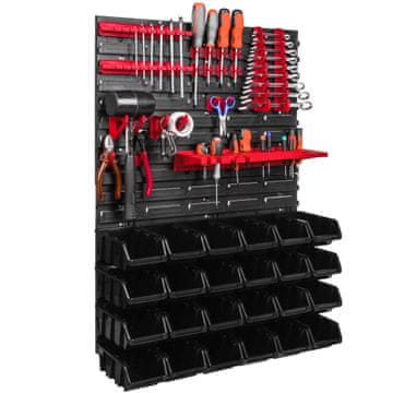 botle Viseča plošča za orodje 58 x 78 cm z 24 kos Škatla stenskih Črna škatle s kompletom držal plastika