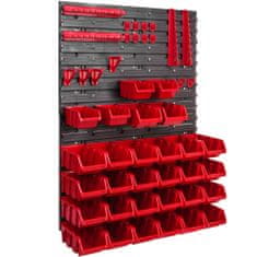 botle Stenska plošča za orodje 58 x 78 cm z 26 kos Škatla viseče Rdeča škatle s kompletom držal plastika