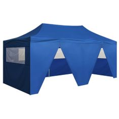 shumee Profesionalen zložljiv vrtni šotor s 4 stranicami 3x6 m moder