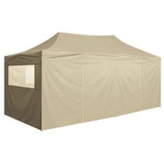 Greatstore Profesionalni zložljivi šotor za zabavo s 4 stranicami 3x6 m jekleni kremni