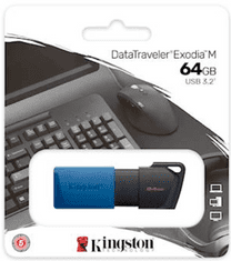 Kingston DataTraveler Exodia M USB ključ, 64 GB, 3.2 Gen 1, drsni priključek, črno moder (DTXM/64GB)