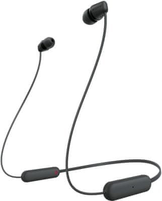 prenosne slušalke bluetooth 5.0 sony wic100 juicy sound jasen uglašen mikrofon za prostoročno telefoniranje 25h delovanja ob polnjenju upravljanje z gumbom udobno lepo moderno oblikovanje odporno na vodo hitro seznanjanje mobilna aplikacija prilagojen zvok