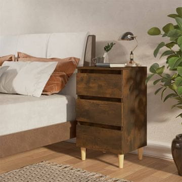 Vidaxl vidaXL Nočna omarica z lesenimi nogami dimljen hrast 40x35x69 cm