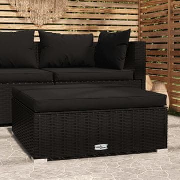 Vidaxl vidaXL Vrtni stolček z blazino 70x70x30 cm poli ratan črne barve