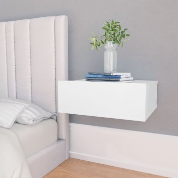 shumee Stenske nočne omarice 2 kosa bele 40x30x15 cm iverna plošča