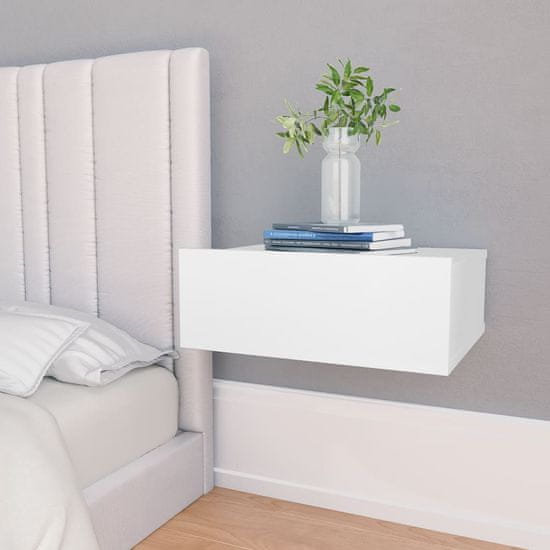Greatstore Stenske nočne omarice 2 kosa bele 40x30x15 cm iverna plošča