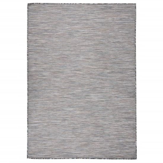Vidaxl Zunanja preproga ploščato tkanje 140x200 cm rjava in črna