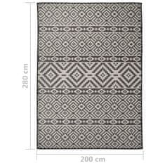 Vidaxl Zunanja ravna preproga, 200x280 cm, črne črte