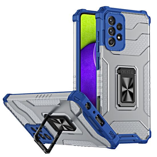 slomart crystal ring case armored hybrid cover sleeve cover + magnetno držalo za samsung galaxy a52s 5g / a52 5g / a52 4g modra
