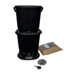 Skaza Bokashi Organko Essential Set kompostnikov (2x 15.3 L) + Base + posip 1 kg, črn