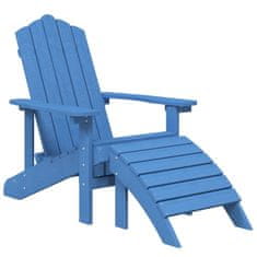 Vidaxl vidaXL Adirondack stol z naslonom za noge in mizo, HDPE, moder