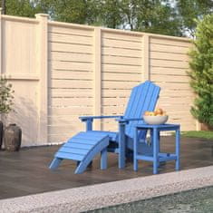 Vidaxl vidaXL Adirondack stol z naslonom za noge in mizo, HDPE, moder