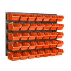 botle Stenska plošča za orodje 58 x 39 cm z 35 kos Škatla viseče Oranžna škatle Sistem za shranjevanje