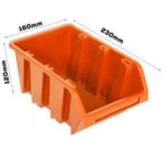 botle Stenska plošča za orodje 58 x 39 cm z 6 kos Škatla viseče Oranžna škatle Sistem za shranjevanje