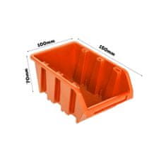 botle Stenska plošča za orodje 173 x 78 cm z 68 kos Škatla viseče Oranžna škatle plastika XL