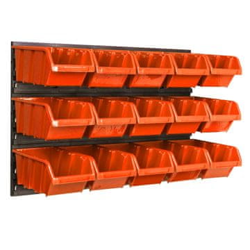 botle Stenska plošča za orodje 58 x 39 cm z 15 kos Škatla viseče Oranžna škatle Sistem za shranjevanje
