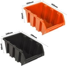 botle Stenska plošča za orodje 115 x 39 cm z 40 kos Škatla viseče Oranžna in Črna škatle plastika