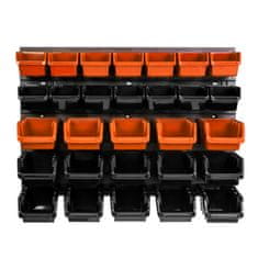 botle Viseča plošča za orodje 58 x 39 cm z 32 kos Škatla stenskih Oranžna in Črna škatle plastika