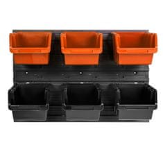 botle Viseča plošča za orodje 58 x 39 cm z 6 kos Škatla stenskih Oranžna in Črna škatle plastika