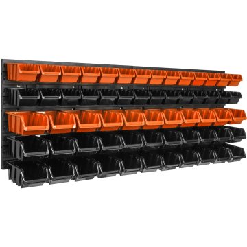 botle Stenska plošča za orodje 115 x 39 cm z 61 kos Škatla viseče Oranžna in Črna škatle plastika