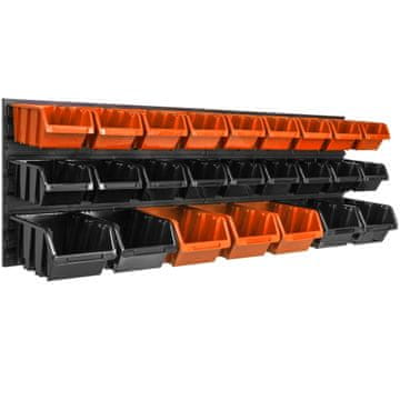 botle Stenska plošča za orodje 115 x 39 cm z 25 kos Škatla viseče Oranžna in Črna škatle plastika