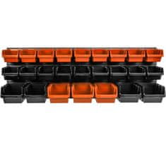 botle Stenska plošča za orodje 115 x 39 cm z 25 kos Škatla viseče Oranžna in Črna škatle plastika