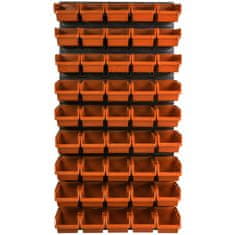 botle Stenska plošča za orodje 58 x 117 cm z 45 kos Škatla viseče Oranžna škatle Sistem za shranjevanje