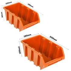 botle Stenska plošča za orodje 58 x 117 cm z 34 kos Škatla viseče Oranžna škatle Sistem za shranjevanje