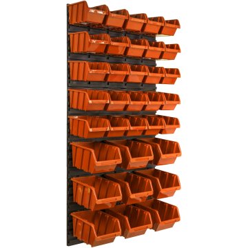 botle Stenska plošča za orodje 58 x 117 cm z 34 kos Škatla viseče Oranžna škatle Sistem za shranjevanje