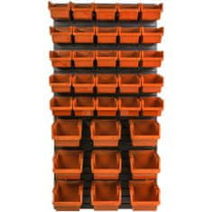 botle Stenska plošča za orodje 58 x 117 cm z 34 kos Škatla viseče Oranžna škatle Sistem za shranjevanje