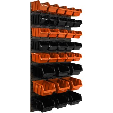 botle Stenska plošča za orodje 58 x 117 cm z 34 kos Škatla viseče Oranžna in Črna Zložljive škatle