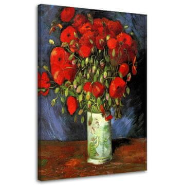 shumee Slika, Vaza z rdečim makom - reprodukcija V. van Gogha - 60x90