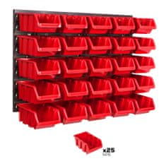 botle Viseča plošča za orodje 58 x 39 cm z 25 kos Škatla stenskih Rdeča škatle Sistem za shranjevanje