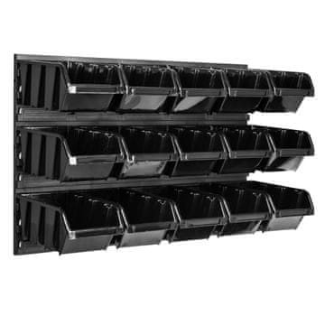 botle Viseča plošča za orodje 58 x 39 cm z 15 kos Škatla stenskih Črna škatle Sistem za shranjevanje