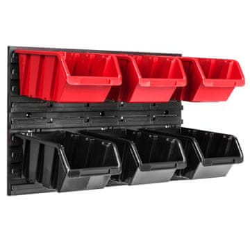 botle Viseča plošča za orodje 58 x 39 cm z 6 kos Škatla stenskih Rdeča in Črna škatle plastika