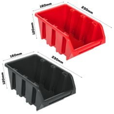 botle Viseča plošča za orodje 58 x 39 cm z 6 kos Škatla stenskih Rdeča in Črna škatle plastika